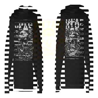 ヴィンテージ 1970 1970年誕生 誕生日 スカル バイカー バイク 長袖Tシャツ - Kawaiitshirt