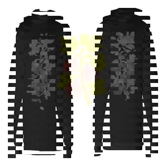 ヴィンテージ ボタニカル イチジク 自然 フルーツ アートプリント 長袖Tシャツ - Kawaiitshirt