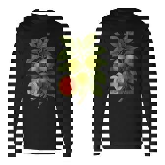 ヴィンテージ ボタニカル グアバ 自然 フルーツ アートプリント 長袖Tシャツ - Kawaiitshirt