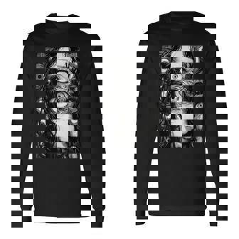 不気味な漫画 少女 怖い目 ホラー ハロウィン 恐ろしい 長袖Tシャツ - Kawaiitshirt