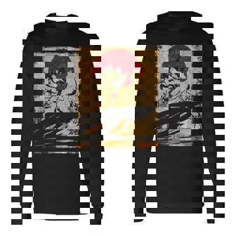 九尾の狐 日本のレトロアート 長袖tシャツ 長袖Tシャツ - Kawaiitshirt