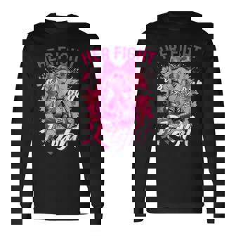 乳がん Her Fight Is Our Fight 乳がんグローブ 長袖Tシャツ - Kawaiitshirt