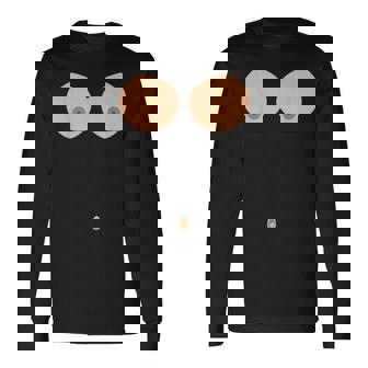 乳首おへそボタン おっぱい 面白いコスチューム 長袖Tシャツ - Kawaiitshirt