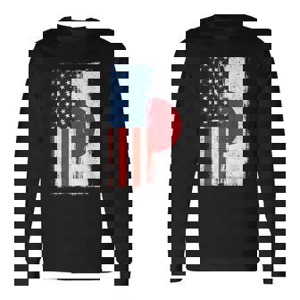 半日半 アメリカ国旗 日米ルーツ 長袖Tシャツ - Kawaiitshirt