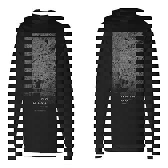 名古屋ジャパン おもしろ街のコーディネイト スカイライン 街地図 長袖Tシャツ - Kawaiitshirt