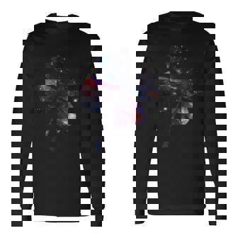 四つ葉のクローバーのシルエット 宇宙 美的 ギャラクシー 長袖Tシャツ - Kawaiitshirt