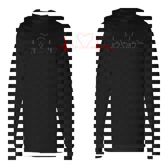 心臓のライン ハートパルス心電図 長袖Tシャツ - Kawaiitshirt