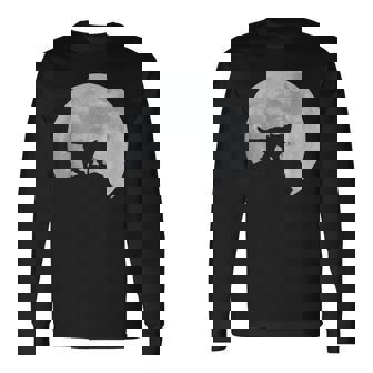 月と猫のシルエット ソマリ猫 長袖Tシャツ - Kawaiitshirt