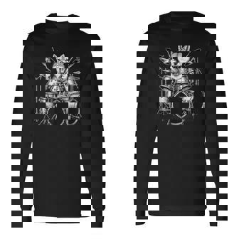 柴犬 ドラムを弾く ドラマー 犬好き 長袖Tシャツ - Kawaiitshirt