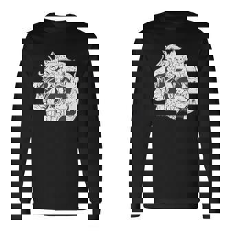 猫 ガイコツ メンズ おもしろ かわいい ネコ 面白いtシャツ 動物 メンズ レディース にゃんこ ネタ 服 長袖tシャツ 長袖Tシャツ - Kawaiitshirt