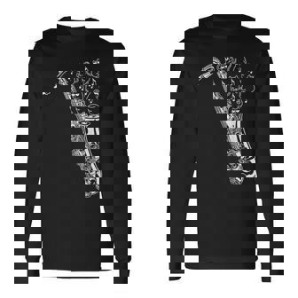 猫とサックス サクソフォン奏者 猫の飼い主 サックス 長袖Tシャツ - Kawaiitshirt