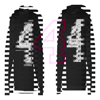 番号 4 ピンクのお気に入りの番号 長袖Tシャツ - Kawaiitshirt