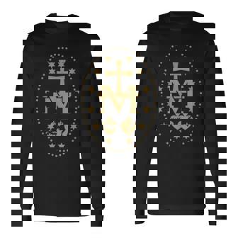 聖母マリアの奇跡のメダル カトリック聖母 長袖Tシャツ - Kawaiitshirt