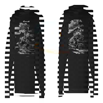 蒸気機関車 鉄道 機関車 ギフト 蒸気機関車 長袖tシャツ 長袖Tシャツ - Kawaiitshirt