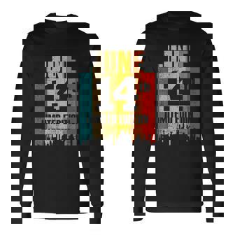 誕生日 6 月 14 日 レトロ ヴィンテージ 長袖Tシャツ - Kawaiitshirt