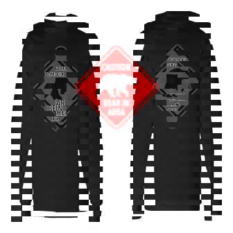 赤い警告標識 クマのエリア標識 長袖Tシャツ - Kawaiitshirt