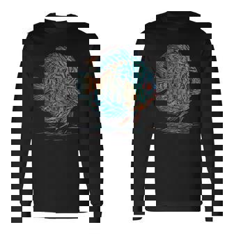 青 円盤魚 アクアリウム フィッシュキーパー 長袖Tシャツ - Kawaiitshirt