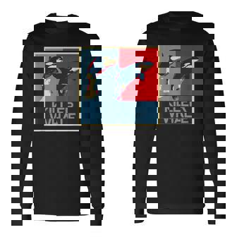 面白tシャツ 海 シャチ おもしろ かわいい グッズ 服 ネタ メンズ オリジナル 夏 生き物 レトロ 長袖Tシャツ - Kawaiitshirt