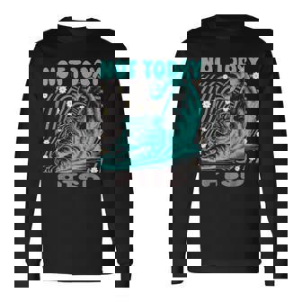 面白いptsd啓発リラックス猫は今日ではありません 長袖Tシャツ - Kawaiitshirt