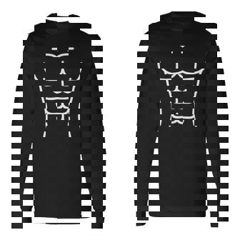 面白いシックスパック腹筋のアウトラインフィットネスデザイン 長袖Tシャツ - Kawaiitshirt