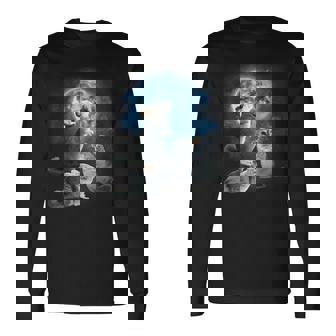 面白いチンチラシャツ 月に吠えるチンチラ 長袖Tシャツ - Kawaiitshirt