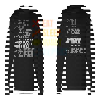 食べる寝るラグビーリピートラグビーコーチチームスポーツ 長袖Tシャツ - Kawaiitshirt