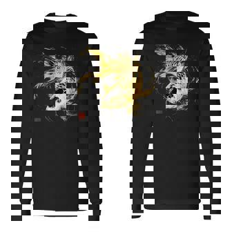 鯉 黒金 アクアリウム ニシキゴイ 観賞魚 イラスト 長袖Tシャツ - Kawaiitshirt