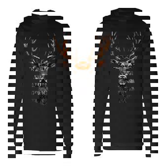 鹿角狩猟鹿トナカイ赤鹿角ハンター 長袖Tシャツ - Kawaiitshirt