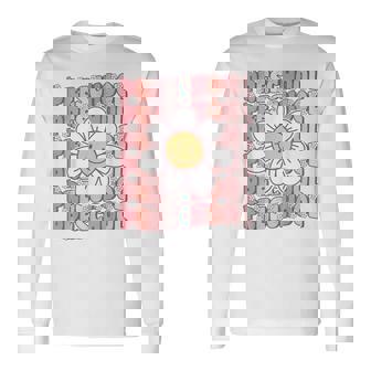 70s Groovy Preschool Cute Back To School First Day Of Pre K Long Sleeve T-Shirt | Mazezy