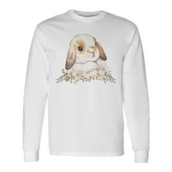 Adorable Rabbit Face Cute Bunny Holland Lop Lover Long Sleeve T-Shirt - Thegiftio UK