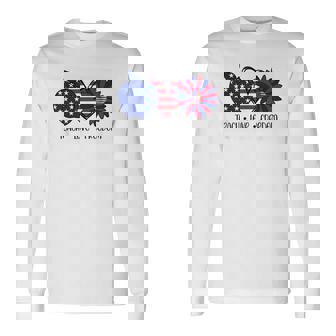 American Flag Teach Love Freedom Preschool Teacher 4th July Long Sleeve T-Shirt | Mazezy