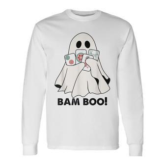 Bam Boo Halloween Mahjong Ghost Mahjong Halloween Game Long Sleeve T-Shirt - Thegiftio UK