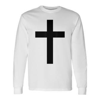 Black Cross White Long Sleeve T-Shirt - Thegiftio UK