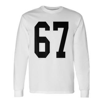 Black And White Number 67 Jersey Player Uniform 67 Fan Long Sleeve T-Shirt - Thegiftio UK