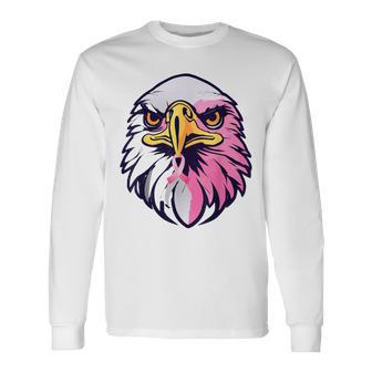 Breast Cancer Awareness Pink Ribbon & Survivor Eagle Head Long Sleeve T-Shirt - Thegiftio UK