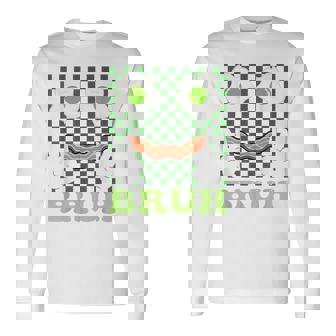 Bruh Green Face Eggs And Bacon Ham 朝食 聖パトリックズ 長袖Tシャツ - Kawaiitshirt