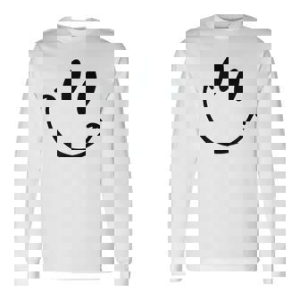 Cara Feliz Feliz Cara Áspera Boceto Emoticonos Cara Feliz Camiseta de manga larga - Regaloses