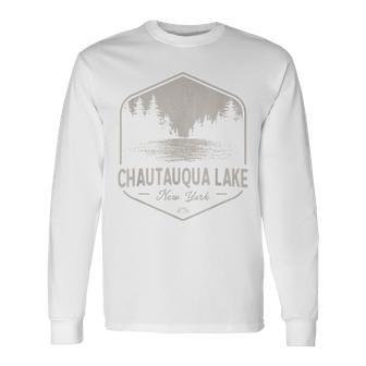 Chautauqua Lake New York Outdoors Vintage Small Green Long Sleeve T-Shirt - Thegiftio UK