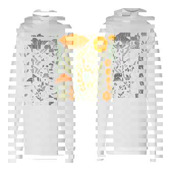 Cottagecore Aesthetic Wildflower And Mushroom Floral Women Long Sleeve T-Shirt | Mazezy