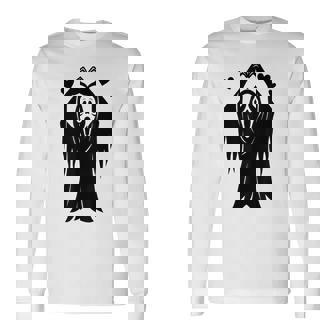 Creepy Horror Ghost Heart Hands Happy Halloween Long Sleeve T-Shirt | Seseable FR