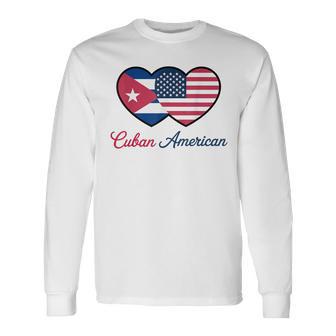 Cuban American Flag Pride Heritage Cuban Roots Long Sleeve T-Shirt - Thegiftio UK