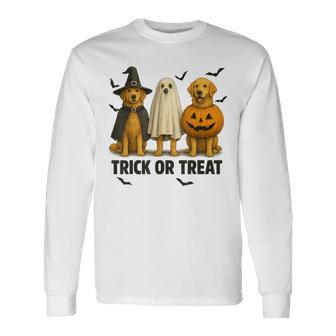 Cute Dog Halloween Costume Golden Retriever Trick Or Treat Long Sleeve T-Shirt - Thegiftio