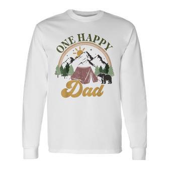 Cute One Happy Camper Birthday Decorations One Happy Dad Long Sleeve T-Shirt - Thegiftio