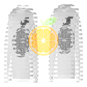 Cute Orange Slice Costume Healthy Fruit Minimal Long Sleeve T-Shirt - Monsterry