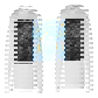 Cute Seal Sea Lion Van Gogh Style Starry Night Graphic Long Sleeve T-Shirt - Monsterry