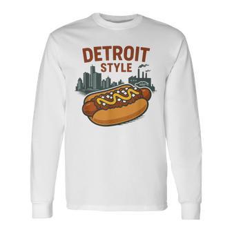 Detroit Style Hot Dog Coney Dog Lover Long Sleeve T-Shirt - Monsterry