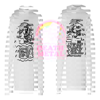 Dibujos Animados De Esqueleto De Muerte Divertido De Death Metal En Unicornio Kawaii Camiseta de manga larga - Regaloses