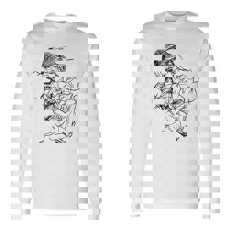 Disegno A Una Linea Della Donna Pugile Maglietta a maniche lunghe - Novitaregali