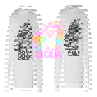Diseño Personalizado Con Nombre De Unicornio Cecilia Camiseta de manga larga - Regaloses