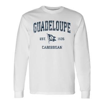Drapeau Guadeloupeintageport Marine Ancre Bateau T-shirt à manches longues - Cadeauxyz
